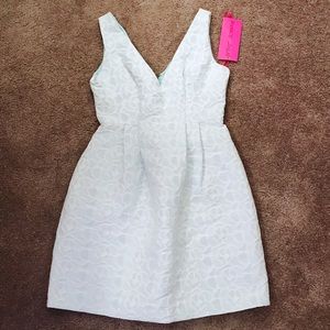 Light cyan and White Patterned Dress